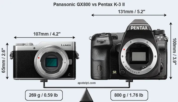 Size Panasonic GX800 vs Pentax K-3 II
