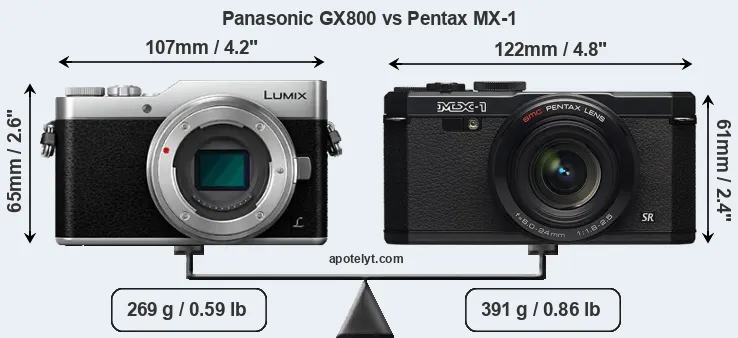 Size Panasonic GX800 vs Pentax MX-1