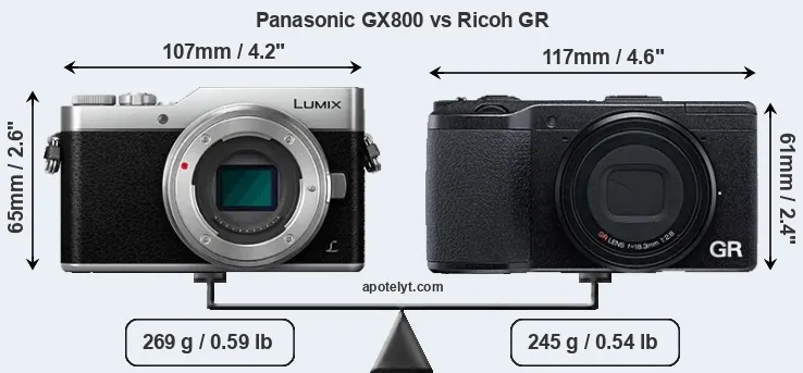 Size Panasonic GX800 vs Ricoh GR