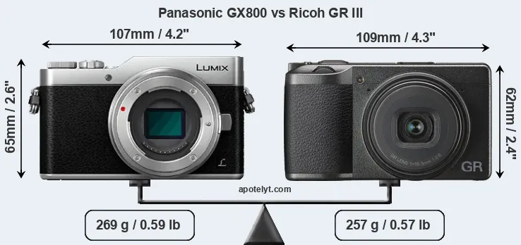 Size Panasonic GX800 vs Ricoh GR III