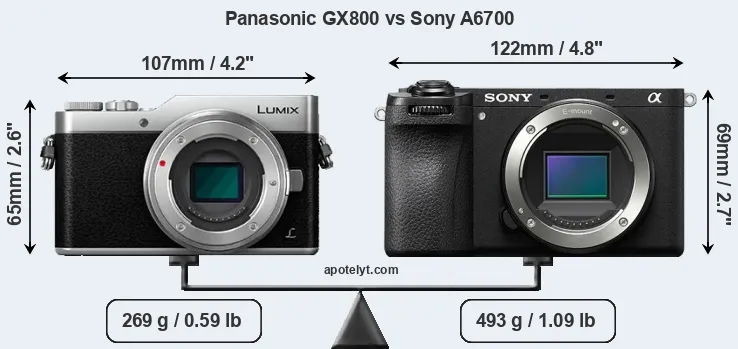Size Panasonic GX800 vs Sony A6700