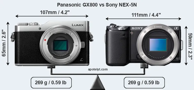 Size Panasonic GX800 vs Sony NEX-5N