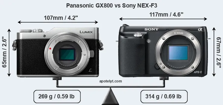 Size Panasonic GX800 vs Sony NEX-F3