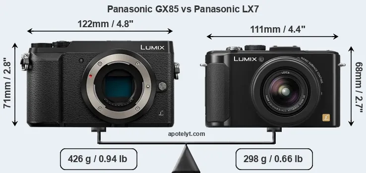 Size Panasonic GX85 vs Panasonic LX7