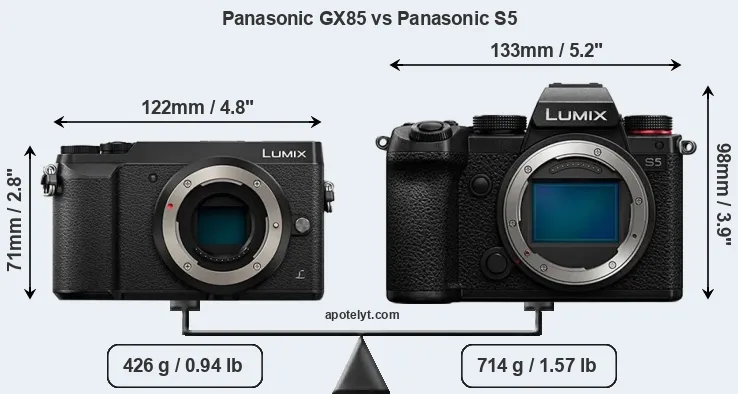 Size Panasonic GX85 vs Panasonic S5