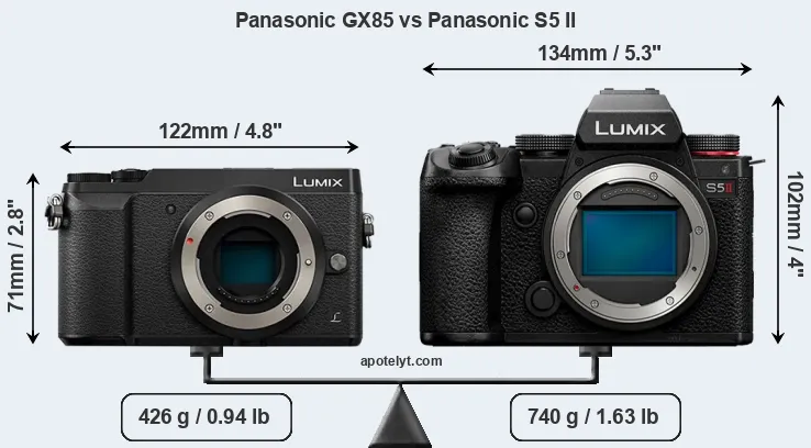 Size Panasonic GX85 vs Panasonic S5 II