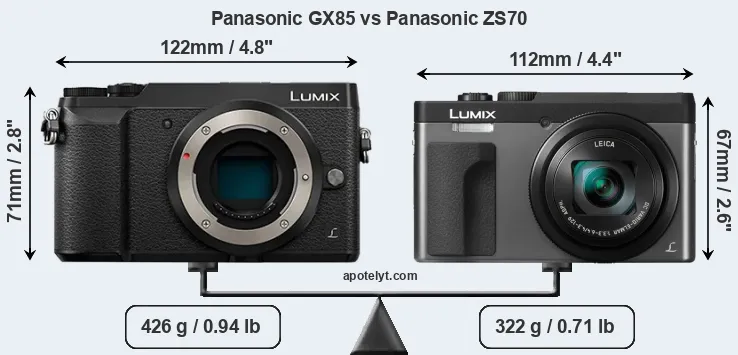 Size Panasonic GX85 vs Panasonic ZS70