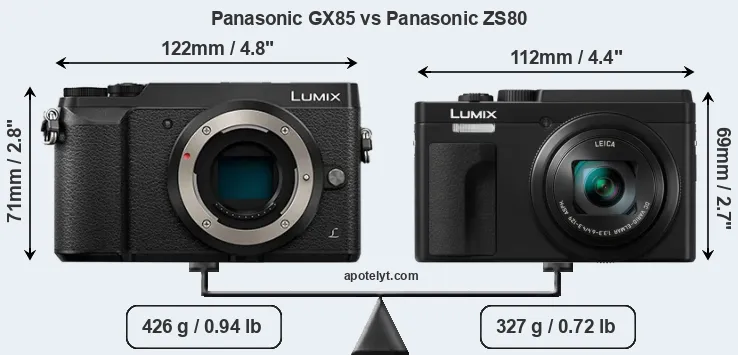 Size Panasonic GX85 vs Panasonic ZS80