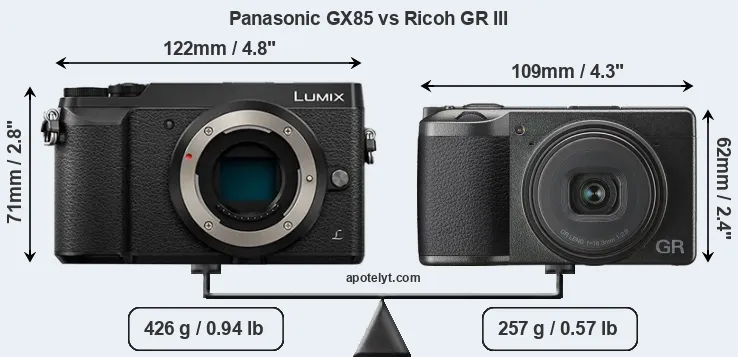 Size Panasonic GX85 vs Ricoh GR III