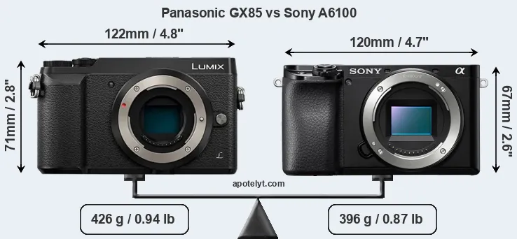 Size Panasonic GX85 vs Sony A6100