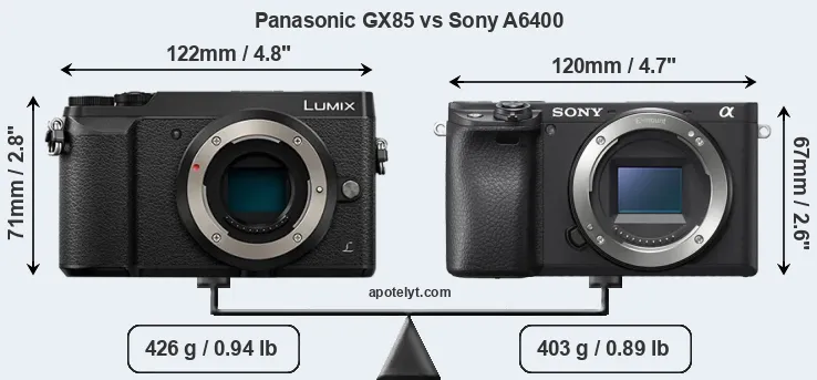 Size Panasonic GX85 vs Sony A6400