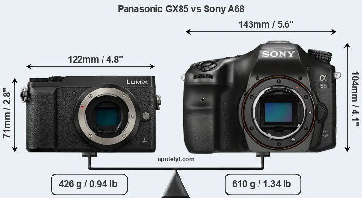 Size Panasonic GX85 vs Sony A68