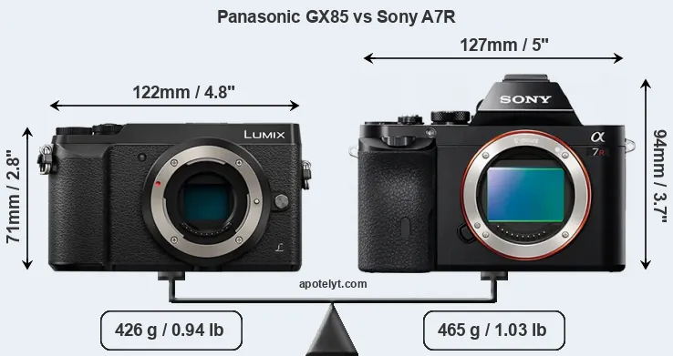 Size Panasonic GX85 vs Sony A7R