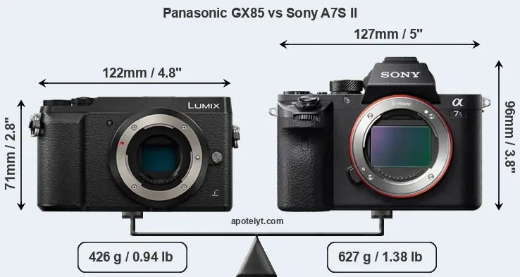 Size Panasonic GX85 vs Sony A7S II