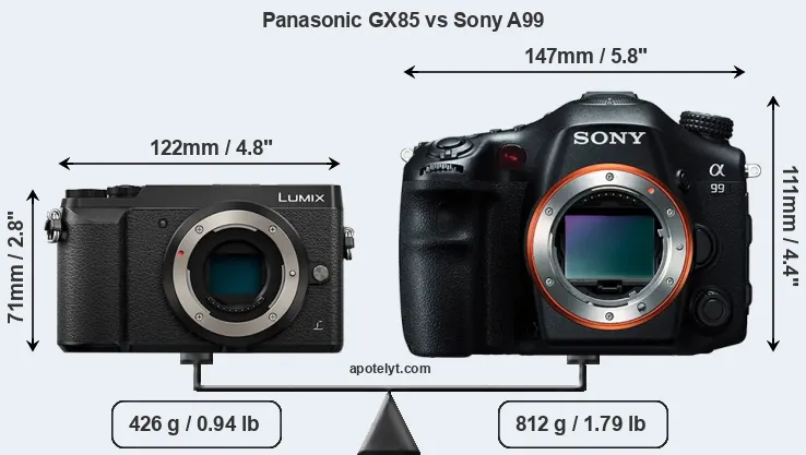 Size Panasonic GX85 vs Sony A99