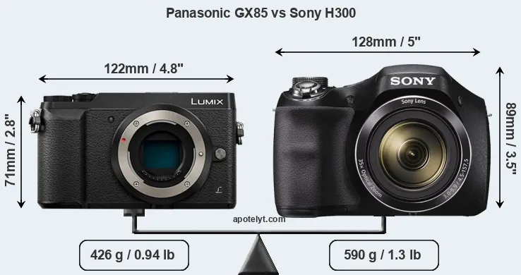 Size Panasonic GX85 vs Sony H300