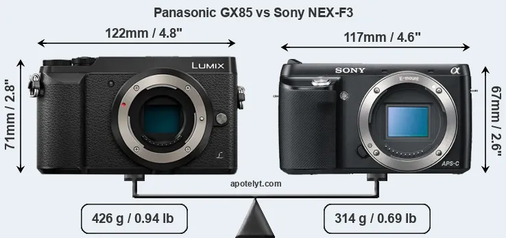 Size Panasonic GX85 vs Sony NEX-F3