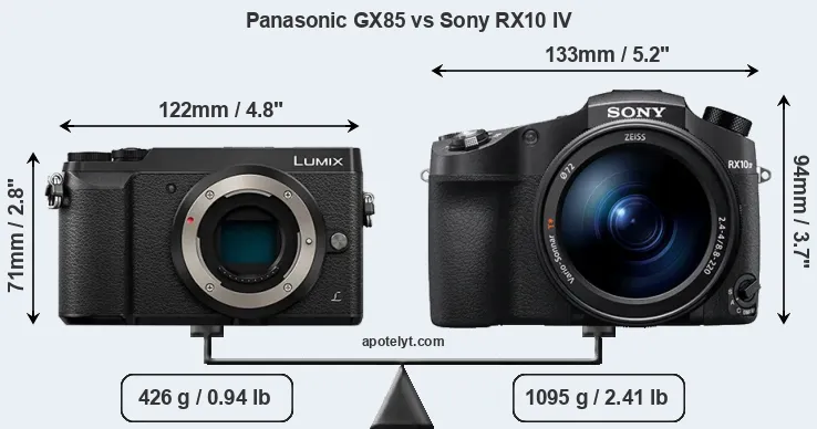 Size Panasonic GX85 vs Sony RX10 IV