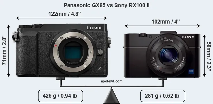 Size Panasonic GX85 vs Sony RX100 II