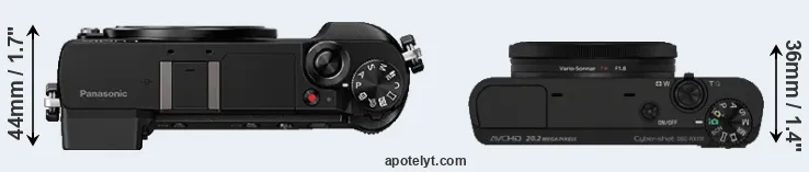 Compare GX85 versus RX100 top
