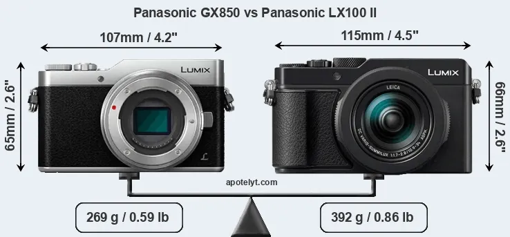 Size Panasonic GX850 vs Panasonic LX100 II
