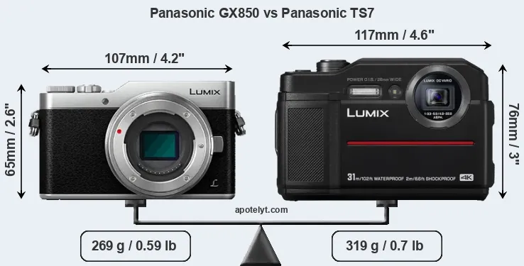 Size Panasonic GX850 vs Panasonic TS7