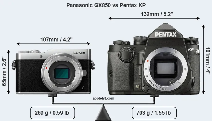 Size Panasonic GX850 vs Pentax KP