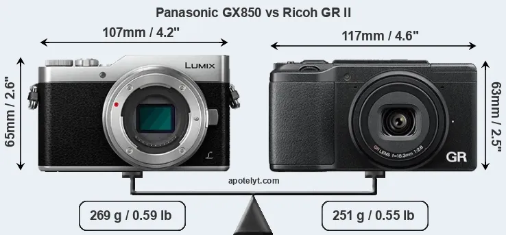 Size Panasonic GX850 vs Ricoh GR II