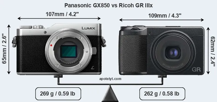 Size Panasonic GX850 vs Ricoh GR IIIx