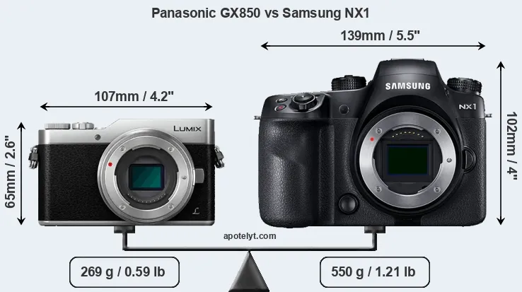 Size Panasonic GX850 vs Samsung NX1