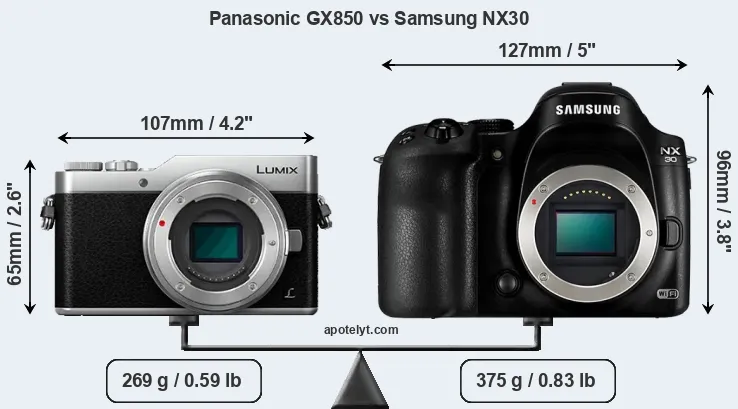 Size Panasonic GX850 vs Samsung NX30