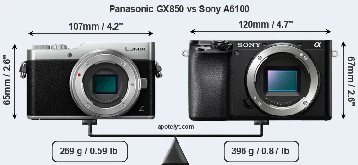 Size Panasonic GX850 vs Sony A6100
