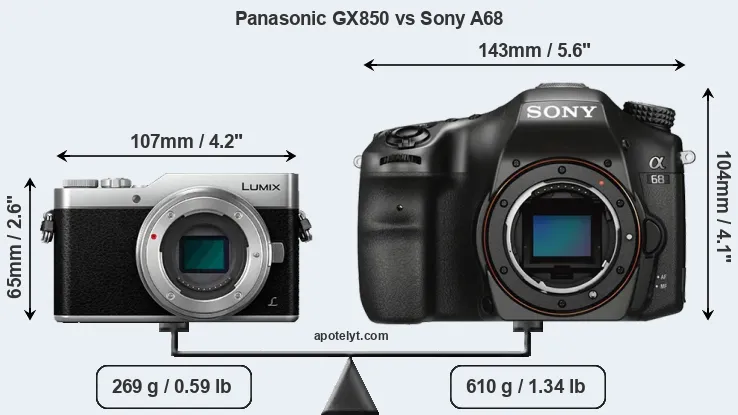 Size Panasonic GX850 vs Sony A68