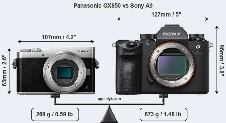 Size Panasonic GX850 vs Sony A9