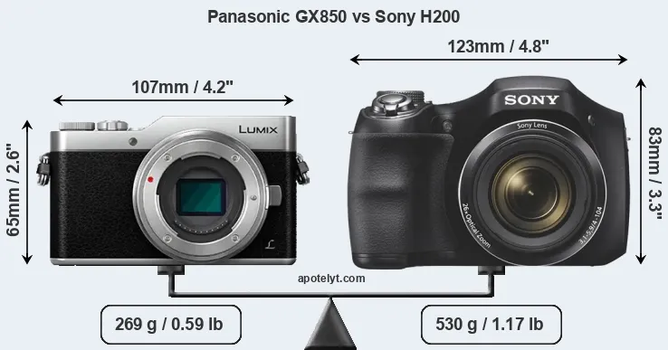Size Panasonic GX850 vs Sony H200