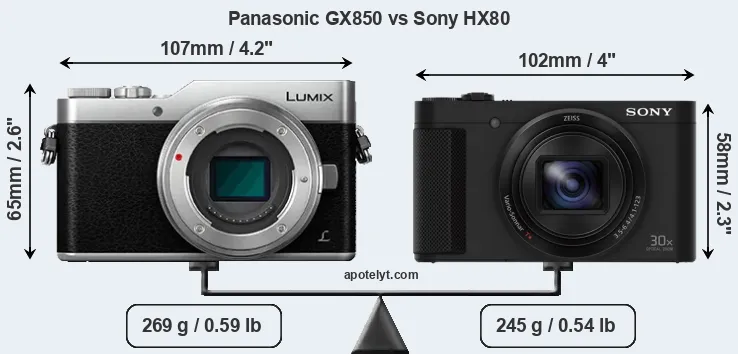 Size Panasonic GX850 vs Sony HX80