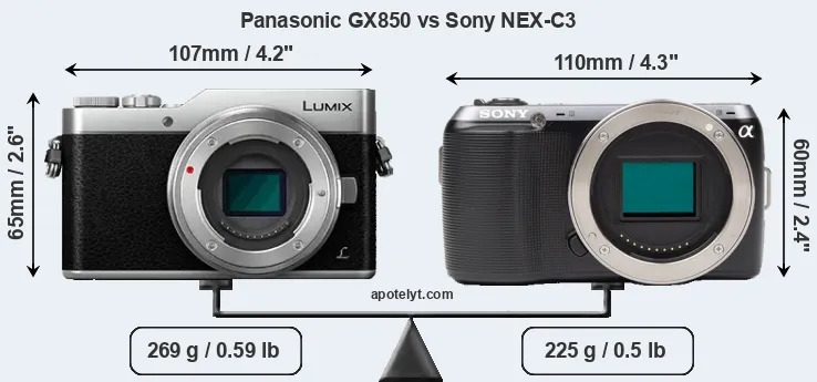 Size Panasonic GX850 vs Sony NEX-C3