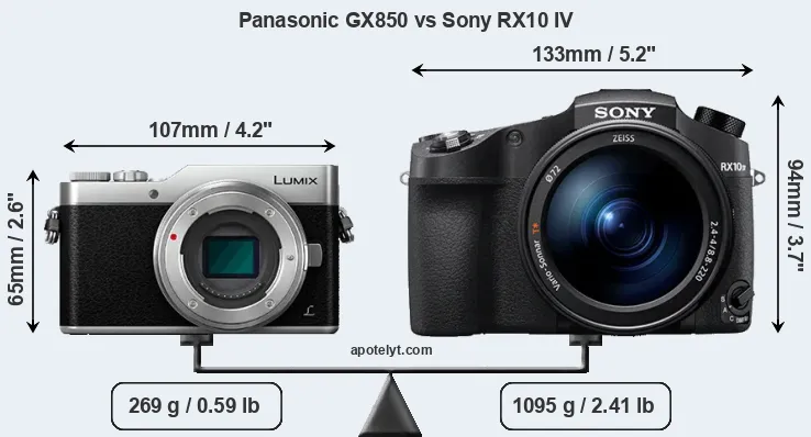 Size Panasonic GX850 vs Sony RX10 IV