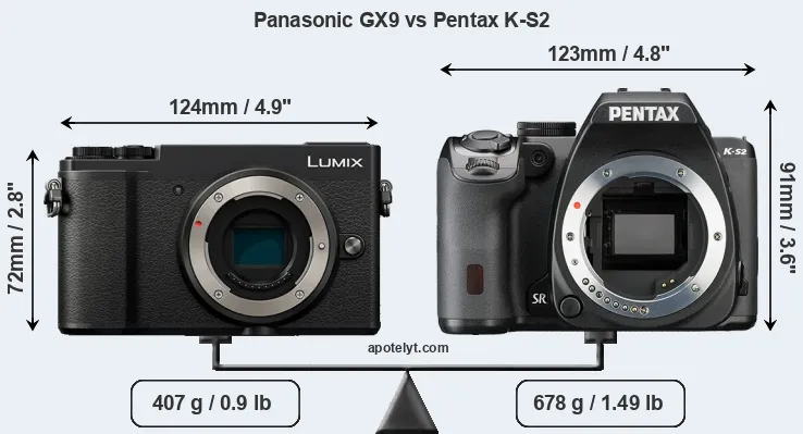 Size Panasonic GX9 vs Pentax K-S2