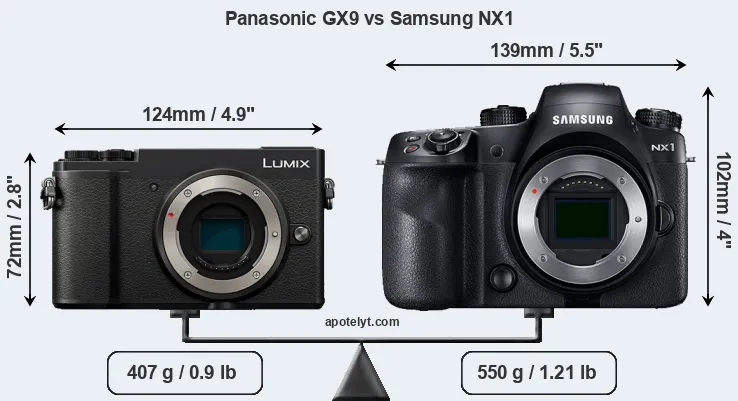 Size Panasonic GX9 vs Samsung NX1