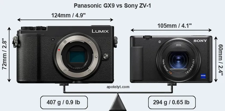 Size Panasonic GX9 vs Sony ZV-1