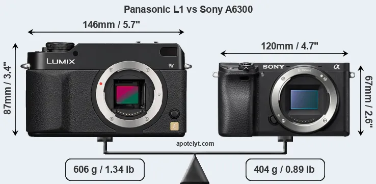 Size Panasonic L1 vs Sony A6300