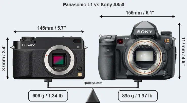 Size Panasonic L1 vs Sony A850