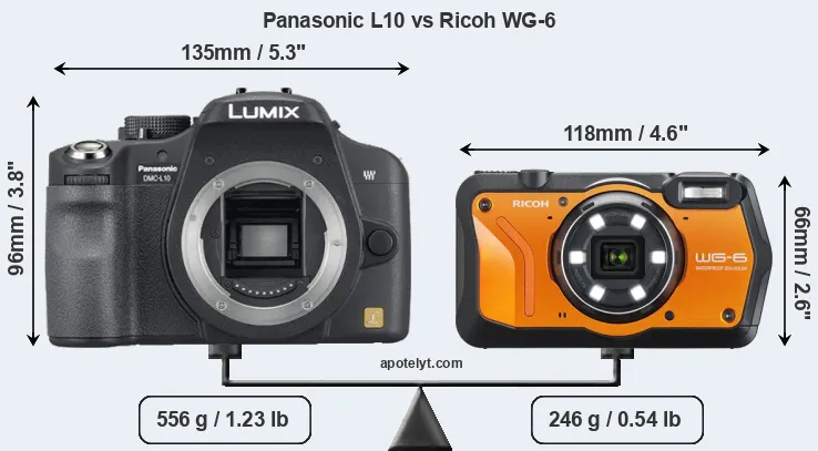 Size Panasonic L10 vs Ricoh WG-6