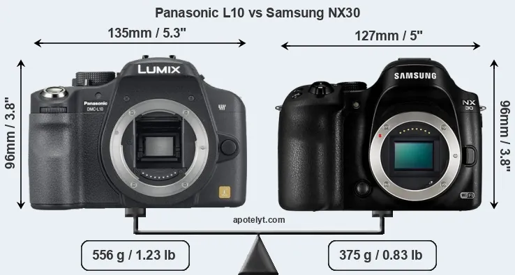 Size Panasonic L10 vs Samsung NX30