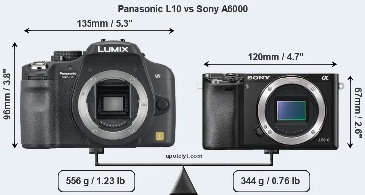 Size Panasonic L10 vs Sony A6000