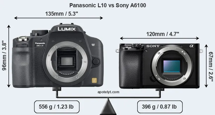 Size Panasonic L10 vs Sony A6100