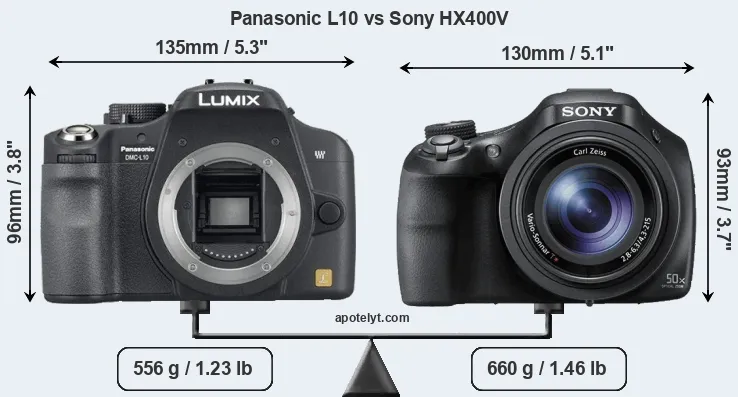 Size Panasonic L10 vs Sony HX400V