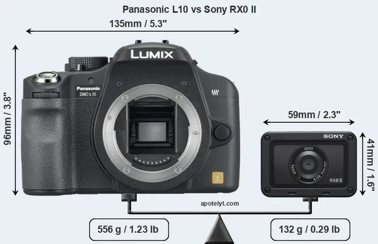 Size Panasonic L10 vs Sony RX0 II