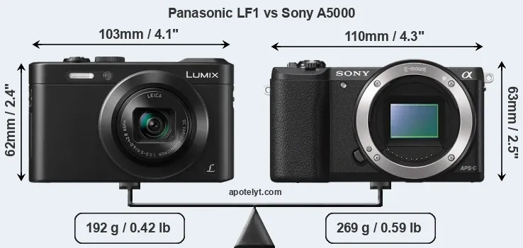 Size Panasonic LF1 vs Sony A5000